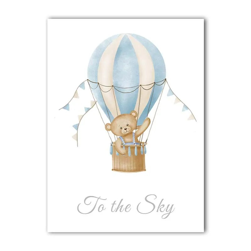 Décoration murale aquarelle ours bleu pour bébé