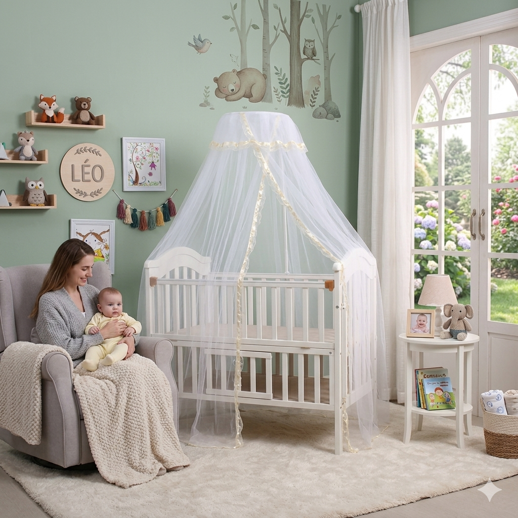 Ciel de Lit Bébé anti-moustiques adapté au berceau et au lit bébé
