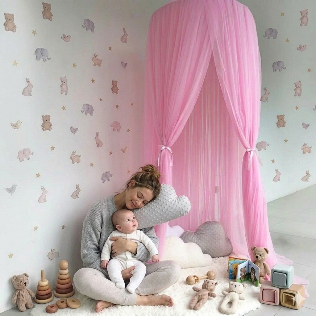 Ciel de lit bébé rose Baby Rose Sky élégant pour chambre bébé moderne