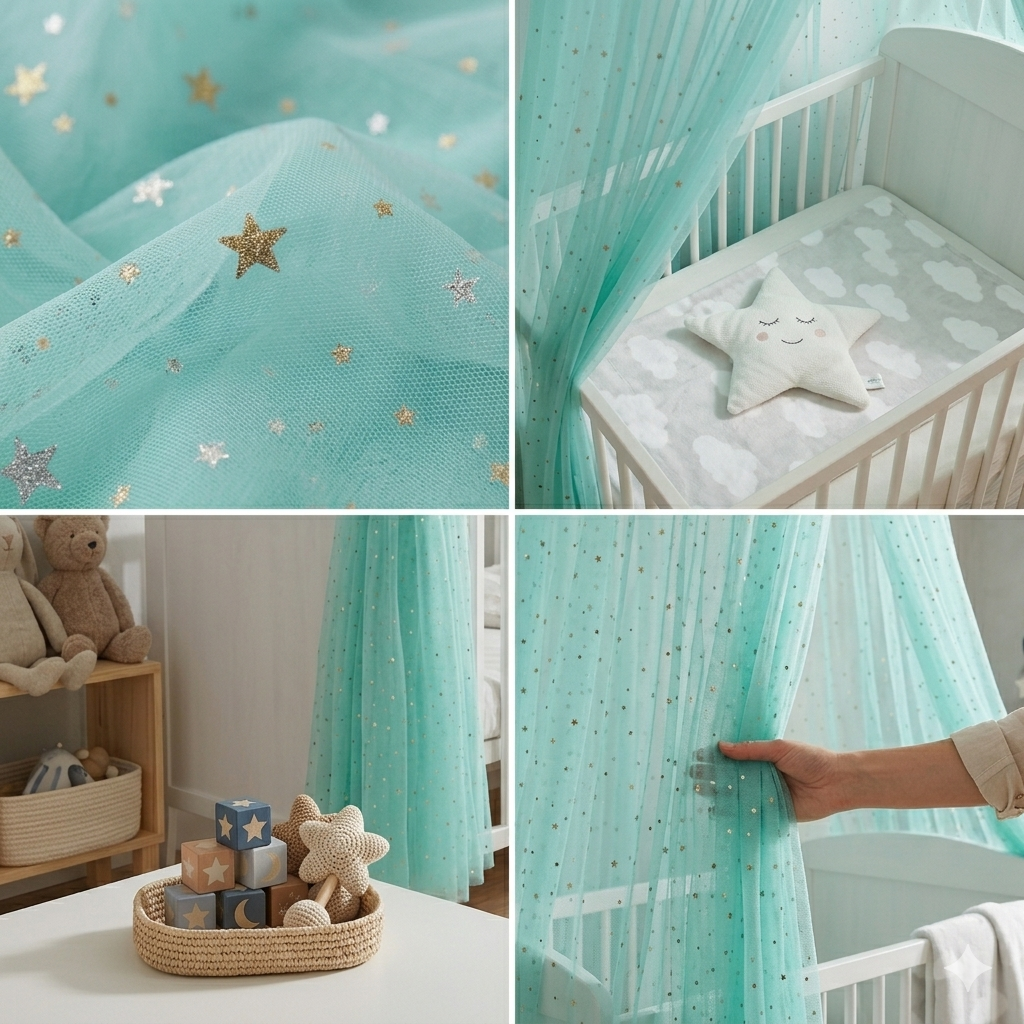 🦟 Ciel de lit bébé Green Star™ avec moustiquaire protectrice contre les insectes