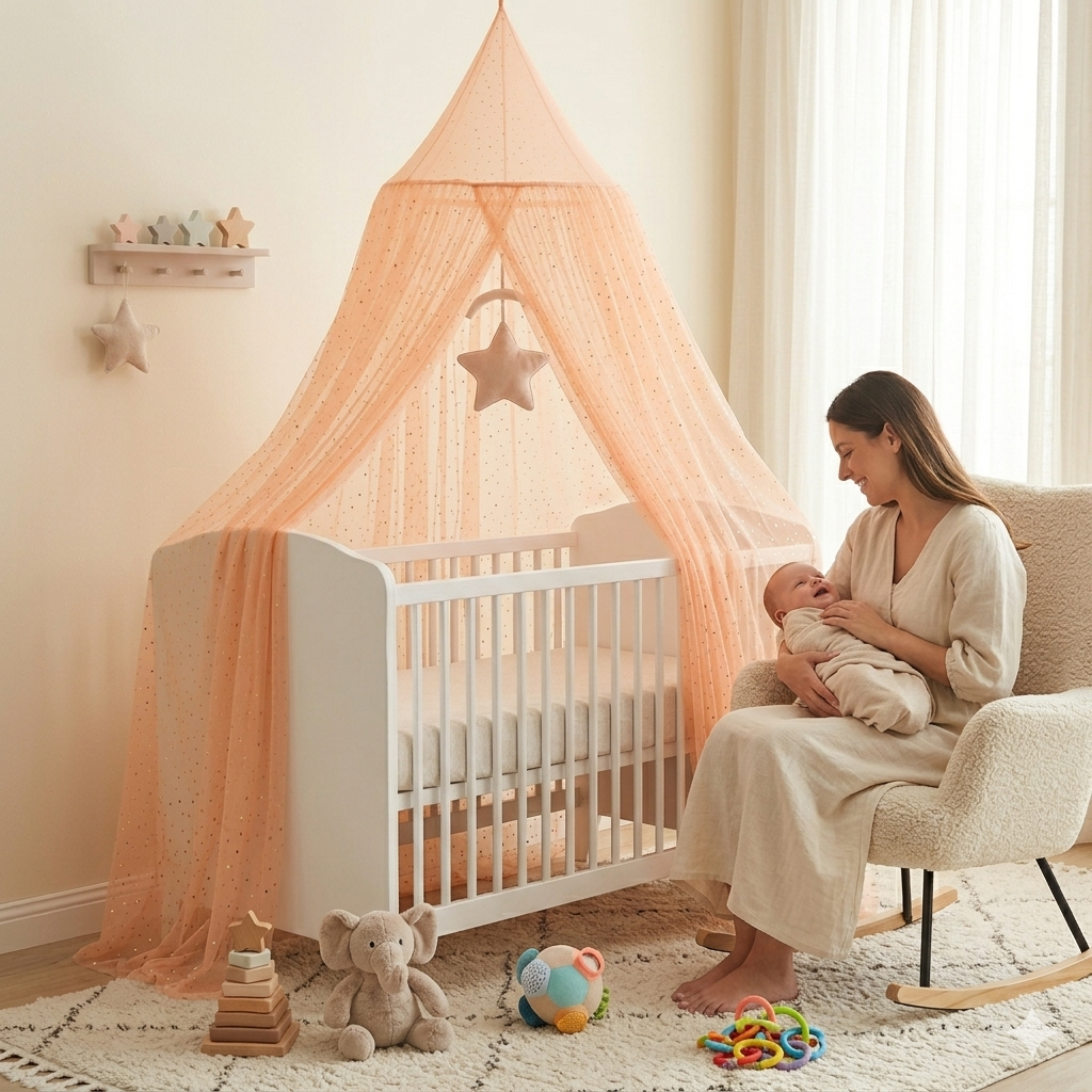 Ciel de Lit Bébé Orange Star décoration élégante pour chambre de bébé