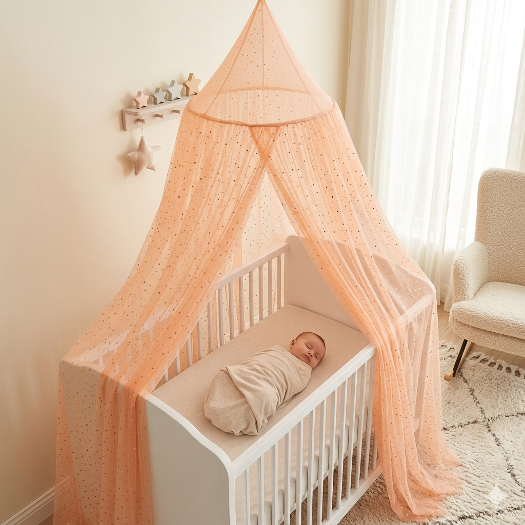 Ciel de Lit Bébé Orange Star style baldaquin princesse avec étoiles décoratives
