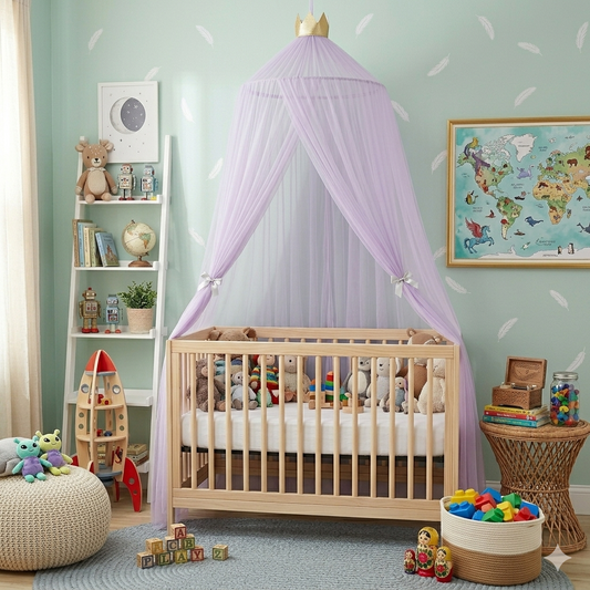 Ciel de lit bébé violet Purple Dream élégant pour chambre bébé décorative