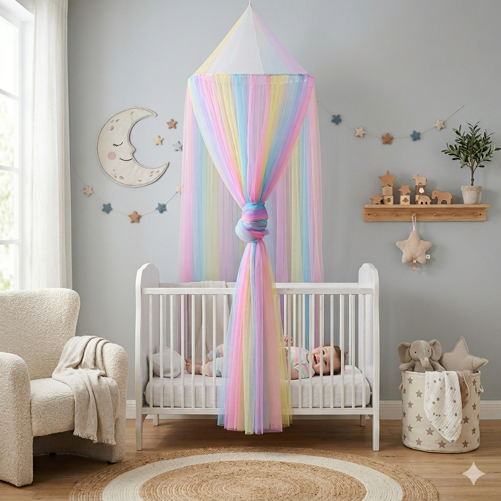 Ciel de Lit Bébé Rainbow Star décoration colorée pour chambre enfant