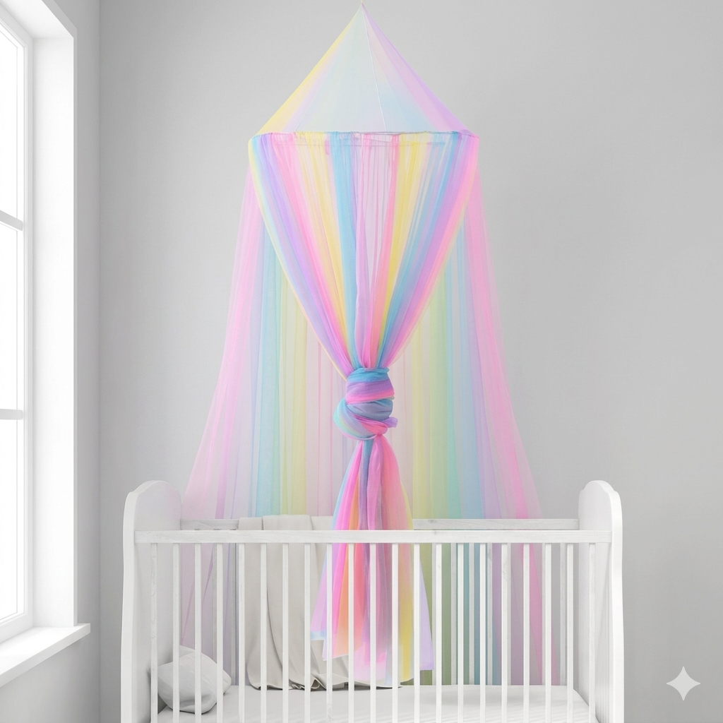 Ciel de Lit Bébé Rainbow Star style baldaquin arc-en-ciel avec étoiles décoratives