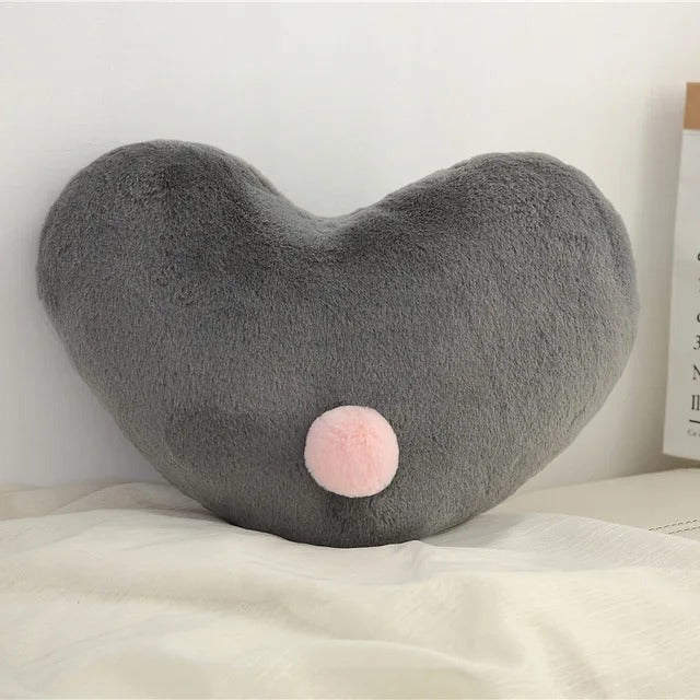 Coussin bébé cœur gris 35x40 cm chambre moderne