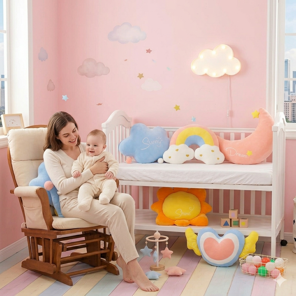 Coussin confortable pour créer une ambiance douce dans la chambre de bébé