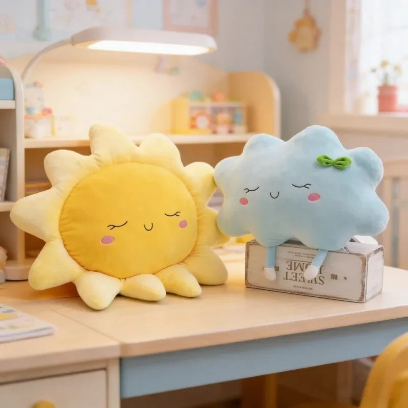Coussin décoratif soleil souriant pour chambre de bébé