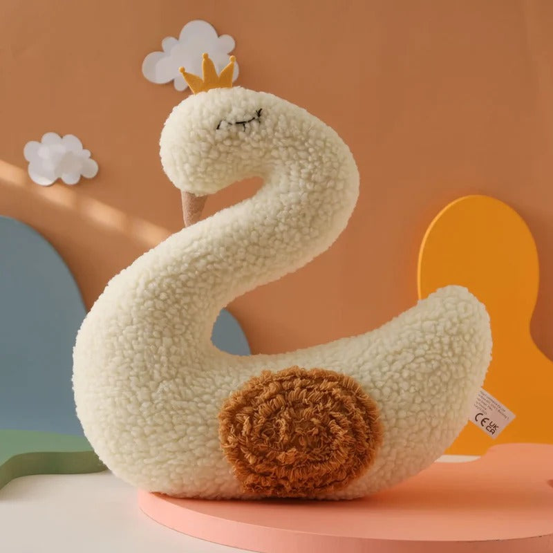 Coussin bébé cygne blanc en tissu doux et confortable pour lit bébé