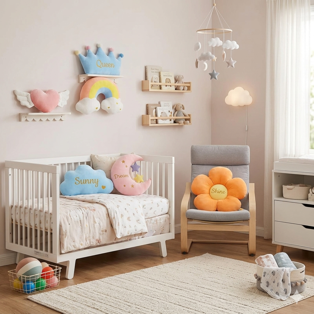 Coussin décoratif pour lit bébé en coton doux et confortable