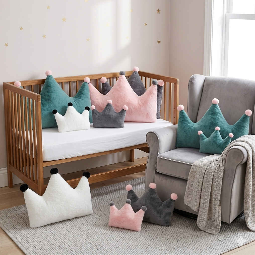Coussin couronne décoratif pour chambre de bébé au style élégant