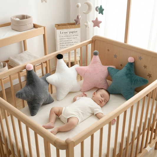 Coussin pour lit bébé Étoile Douce en peluche moelleuse pour chambre bébé