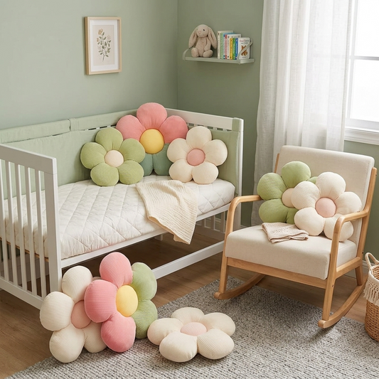Coussin pour lit bébé en forme de fleur douce et élégante pour décoration de chambre enfant