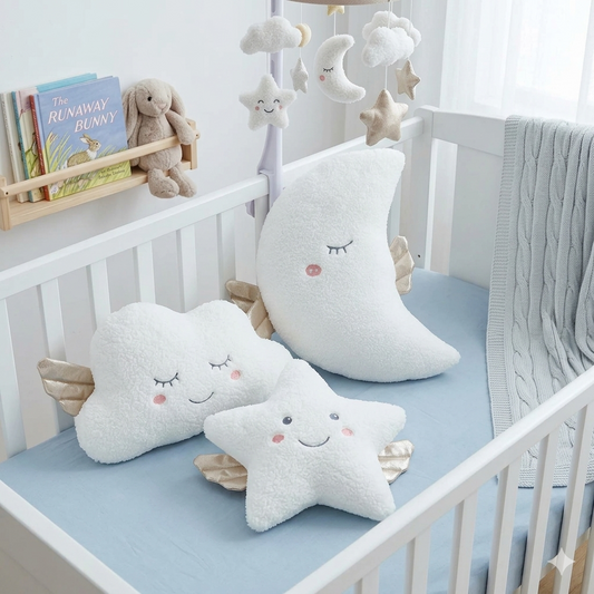 Coussin décoratif pour lit bébé ultra doux en forme de lune,nuage et étoile