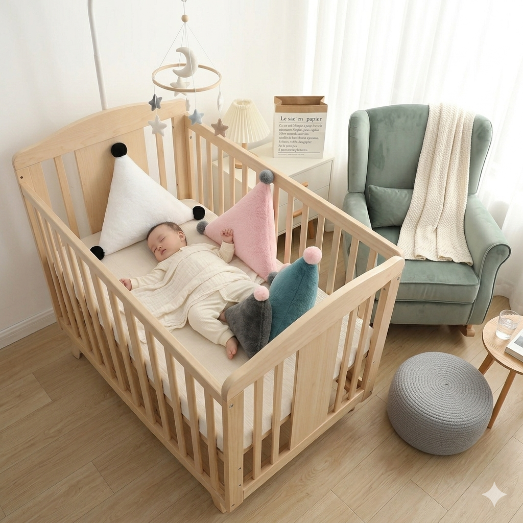 Coussin triangle décoratif pour chambre de bébé au style moderne