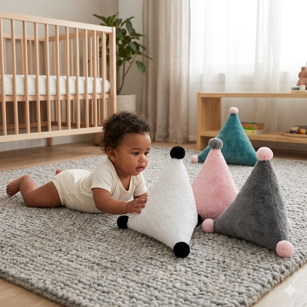 Coussin triangle style scandinave pour chambre de bébé élégante et chaleureuse