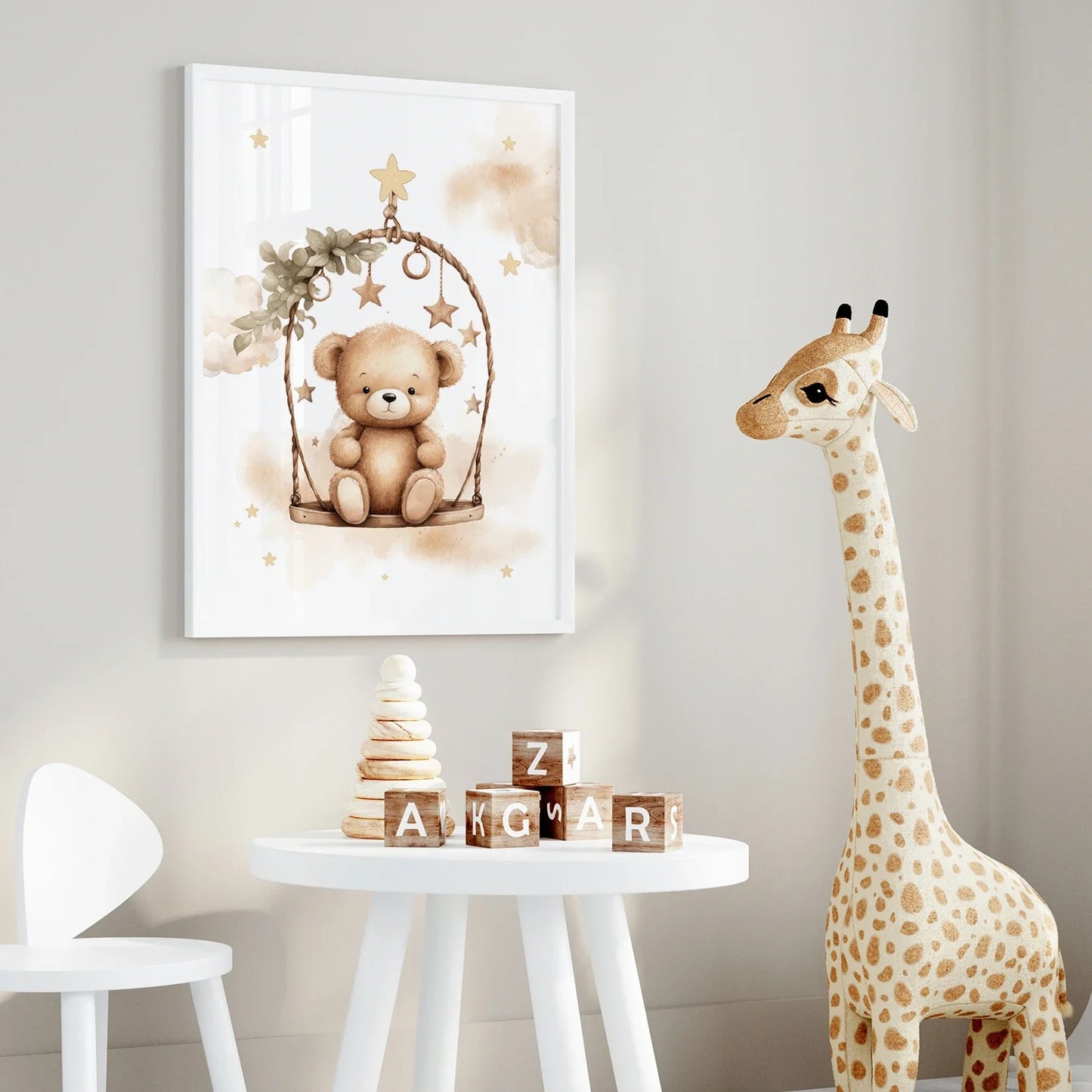 Affiche Bear Dream™ décoration chambre bébé moderne avec illustration d’ourson tendre