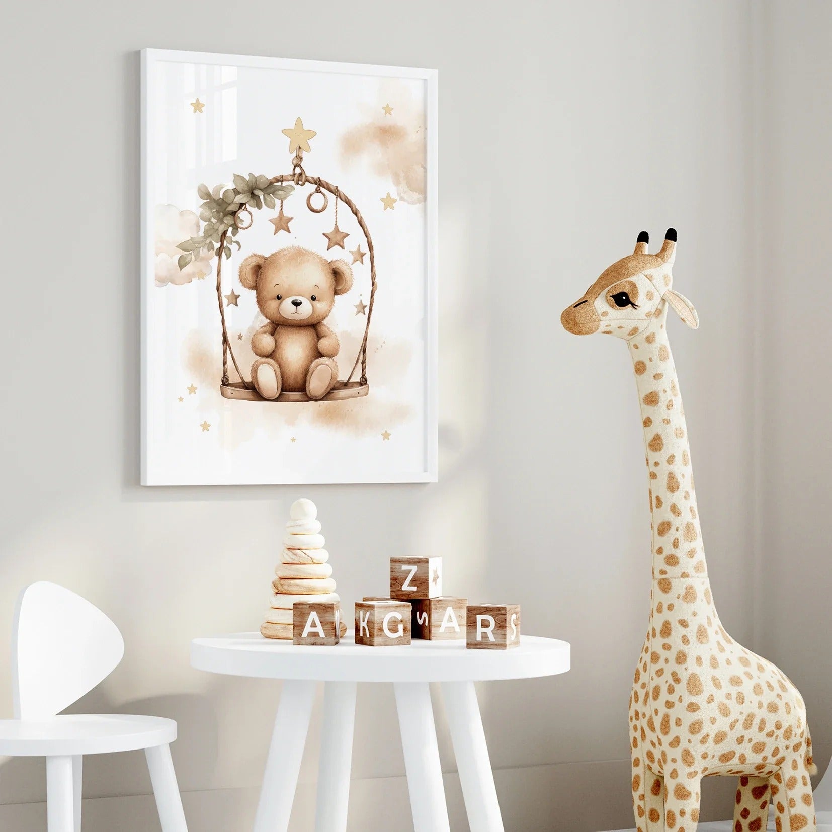 Affiche Bear Dream™ décoration chambre bébé moderne avec illustration d’ourson tendre