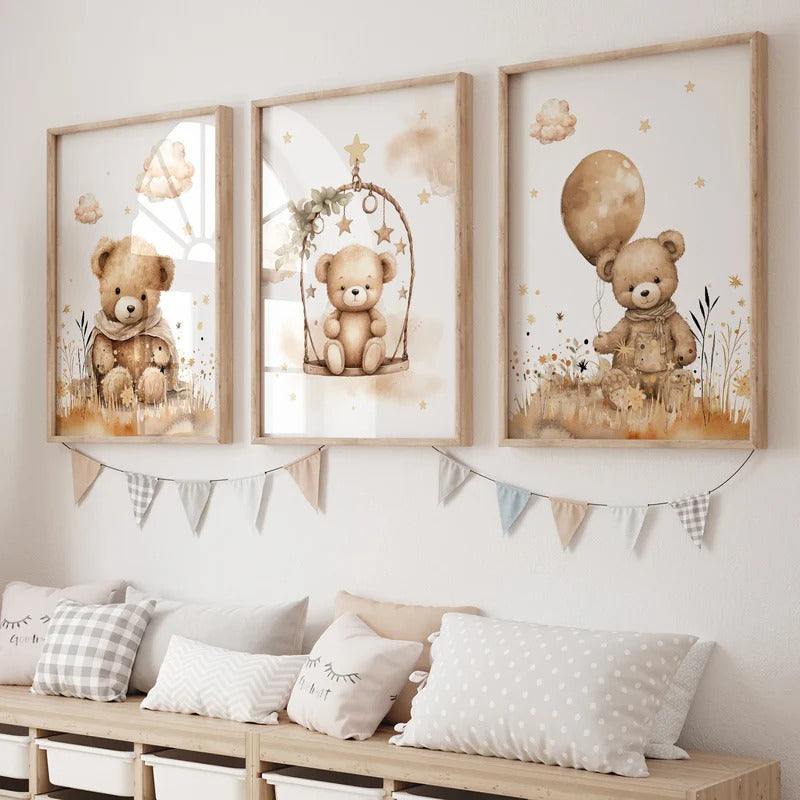 Décoration murale chambre enfant Bear Dream™ en toile canvas écologique waterproof