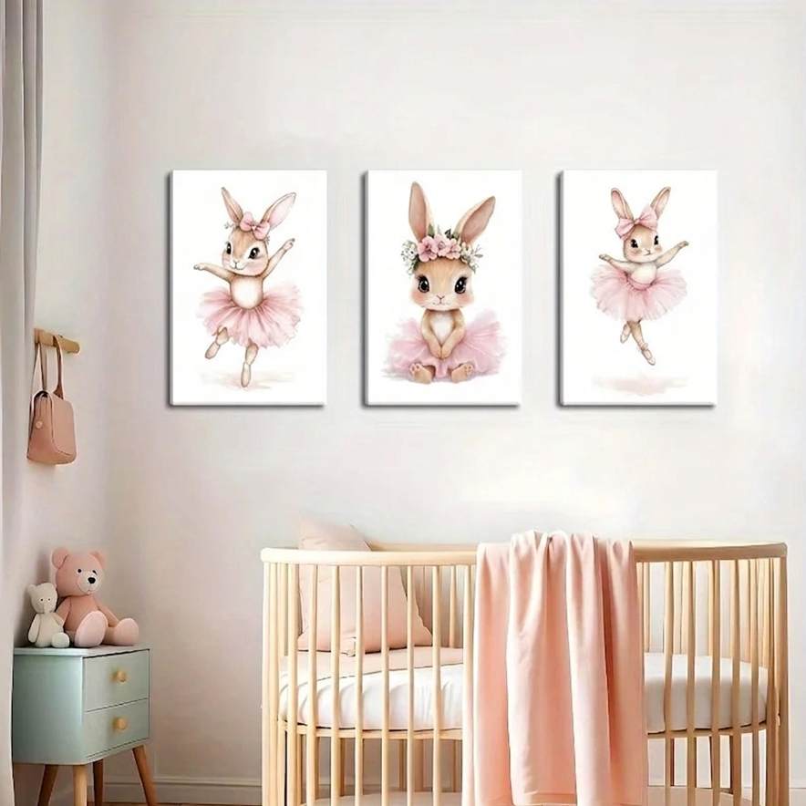 Décoration murale chambre bébé Lapin Ballerine au style scandinave.