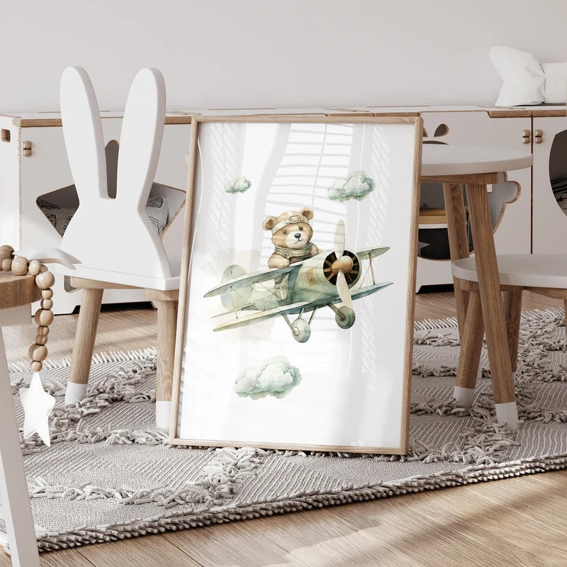 Décoration Murale Chambre Bébé – Ours Montgolfière™ impression sur toile canvas haute définition