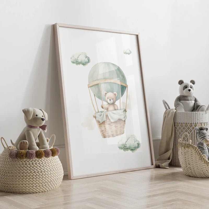 Décoration Murale Chambre Bébé – Ours Montgolfière™ décor pour chambre bébé douce et apaisante