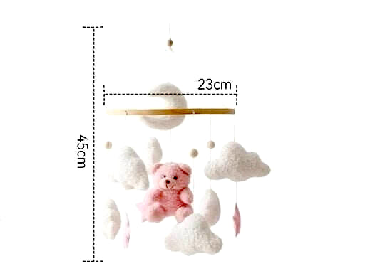 Dimensions détaillées du mobile BearLullaby, adaptées à tout type de lit pour bébé