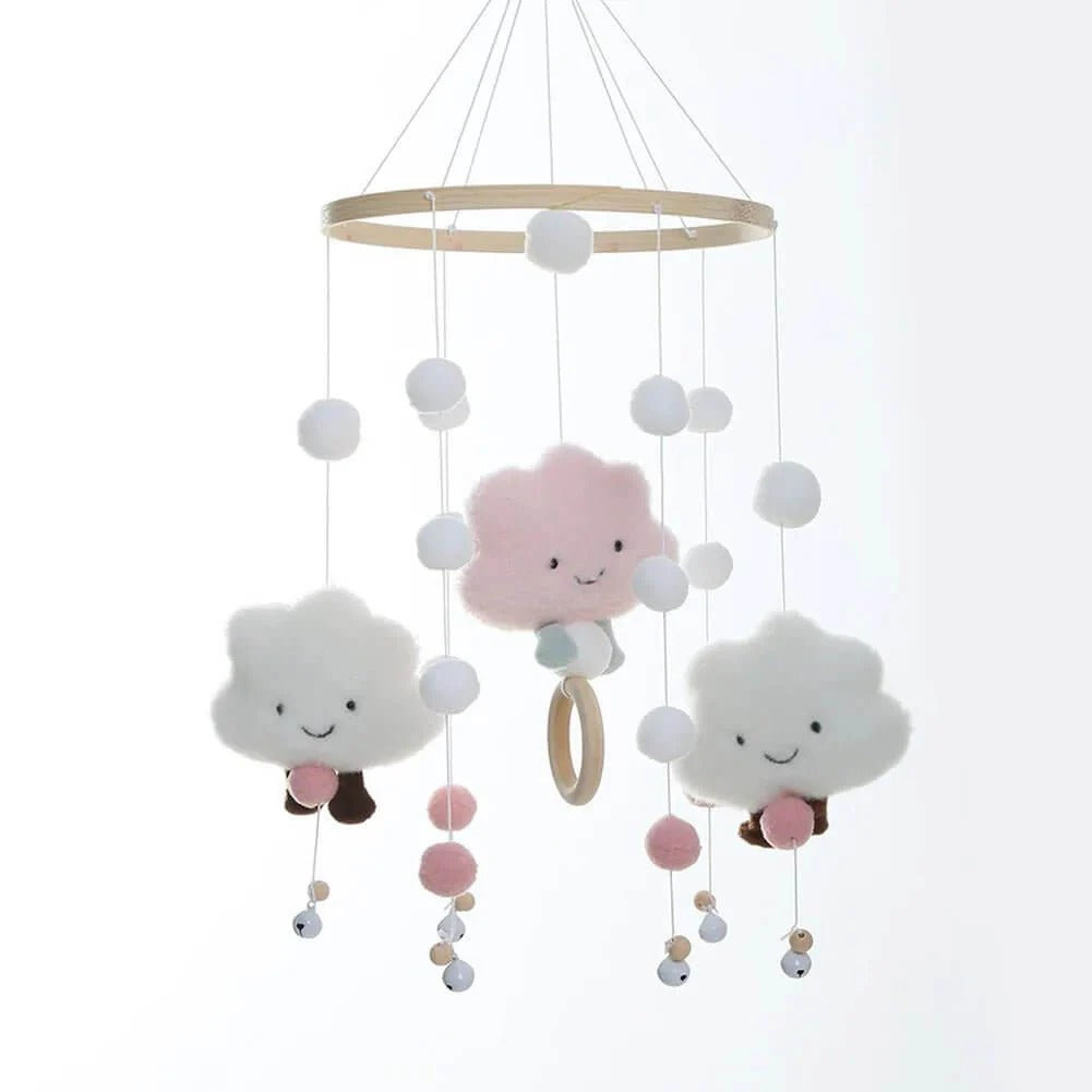 Mobile bébé petit nuage rose suspendu pour chambre de bébé, décoration douce et apaisante