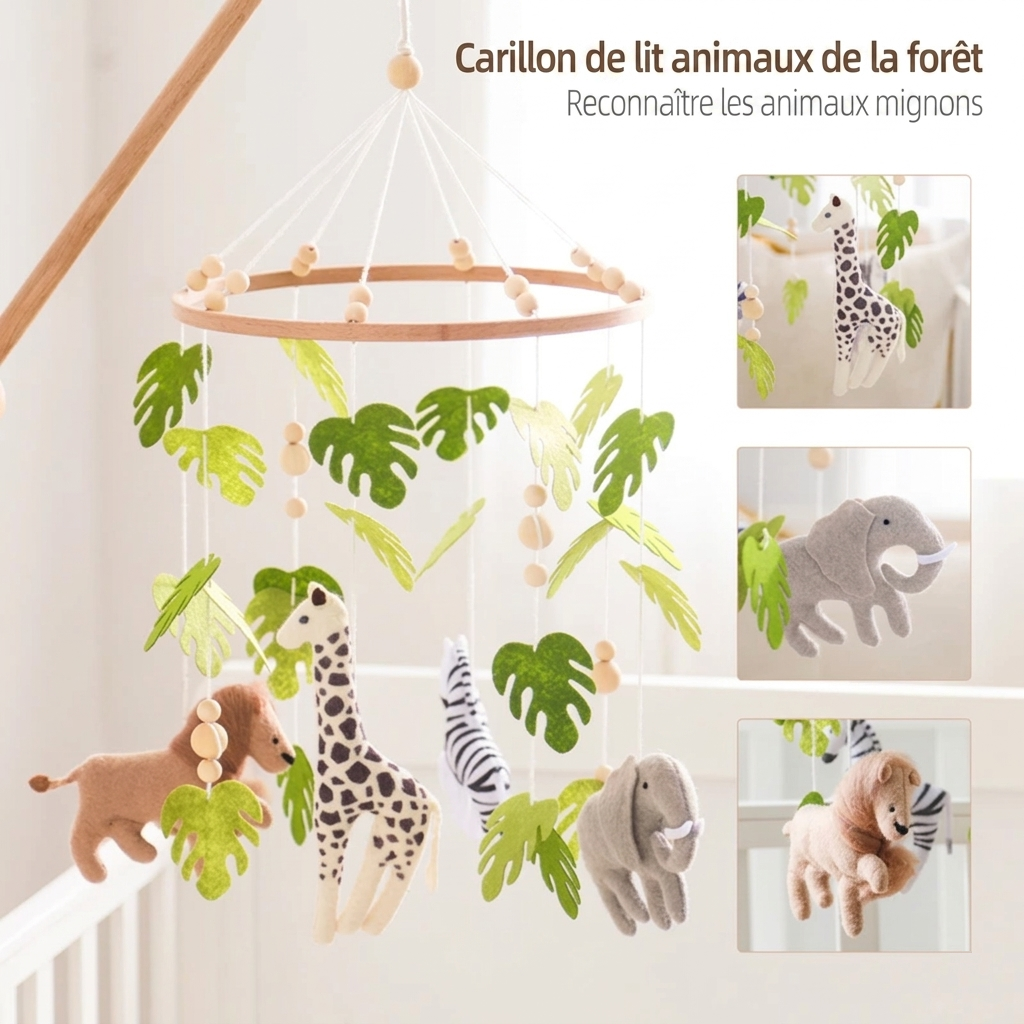Mobile bébé petit safari avec animaux mignons suspendus pour chambre bébé"