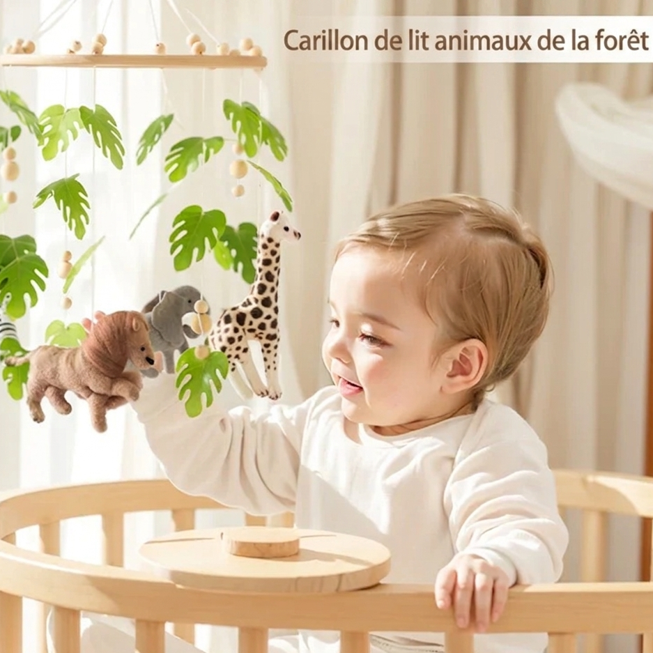 "Mobile bébé petit safari décoration chambre bébé avec animaux suspendus doux et apaisants"