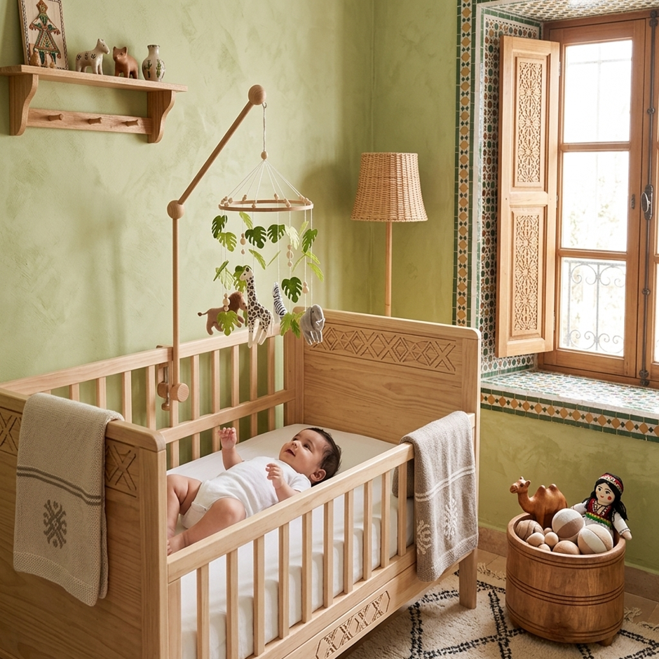 "Mobile bébé petit safari élégant avec animaux suspendus décoratifs pour chambre bébé"
