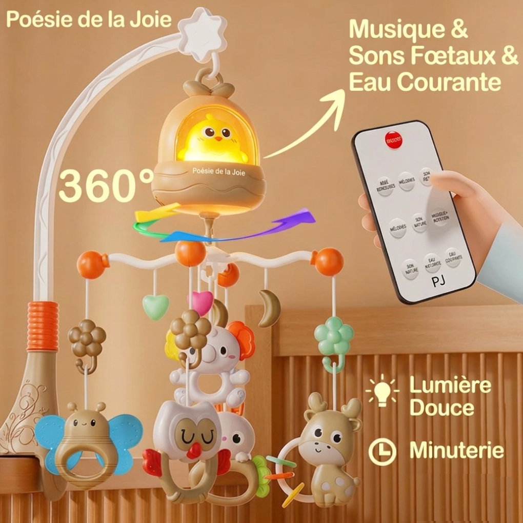 Mobile Musical Bébé Sweet Moon™ avec rotation 360 degrés pour l’éveil visuel