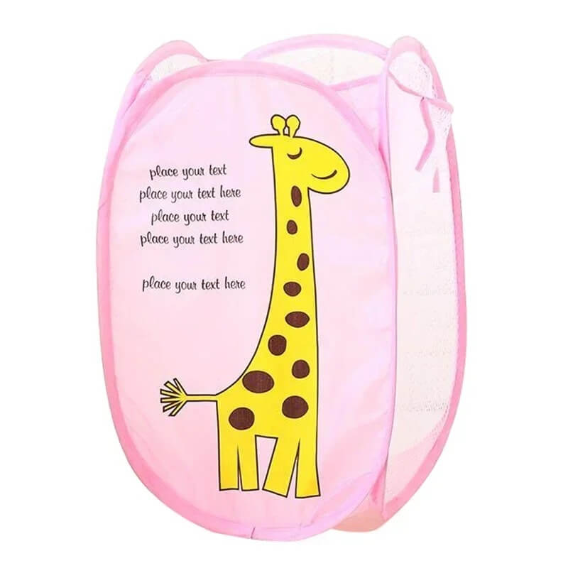 Panier rangement bleu avec girafe pour organiser les affaires des enfants