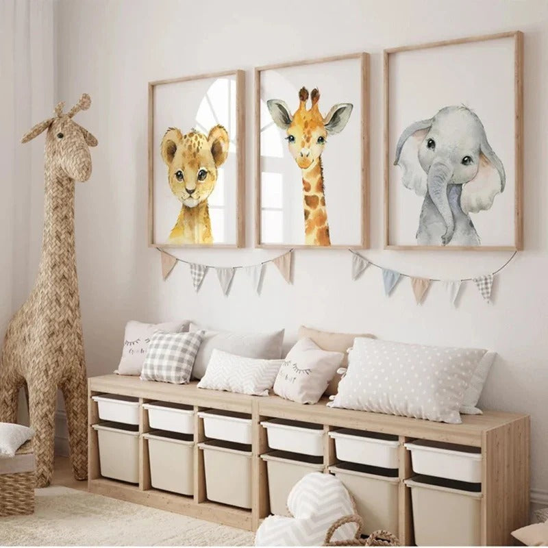 Poster animaux safari pour décoration de chambre enfant