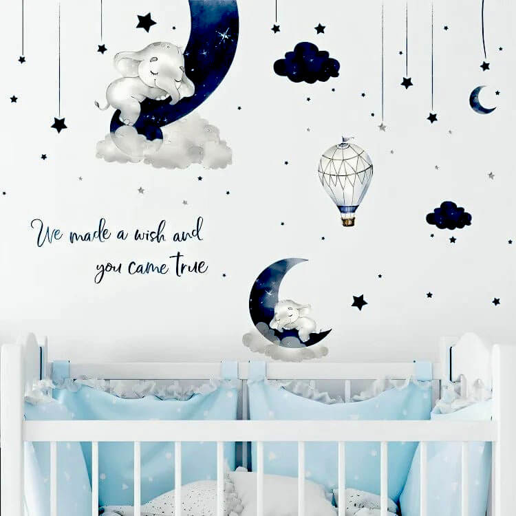 stickers muraux Sky Elephant sont conçus pour une installation rapide et sans tracas.