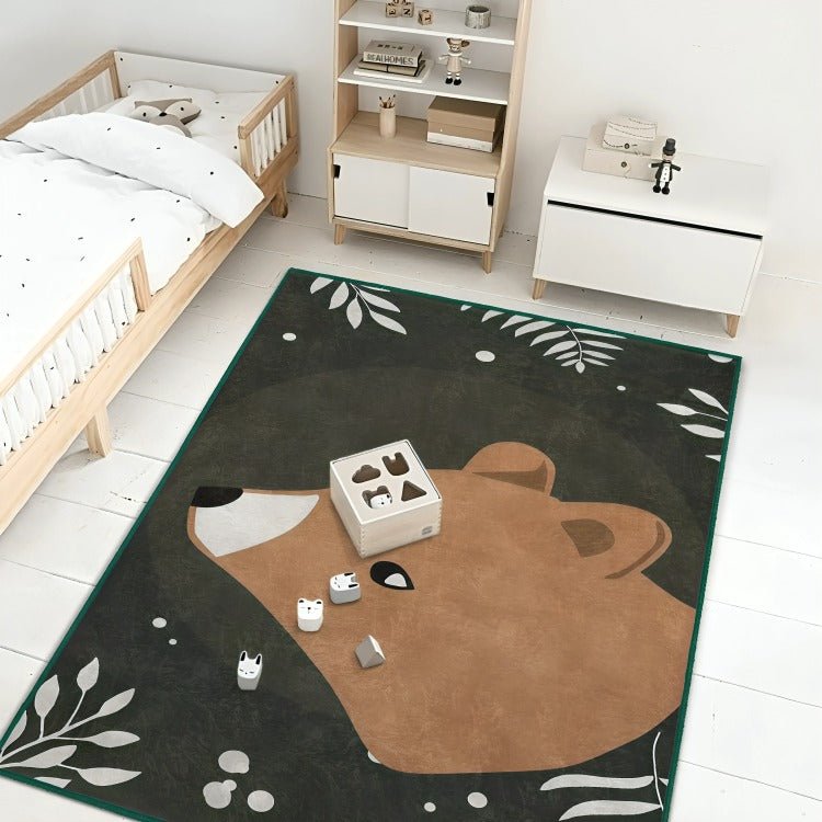 Tapis décoratif pour chambre enfant avec motifs nature – parfait pour stimuler l’imaginaire des petits.