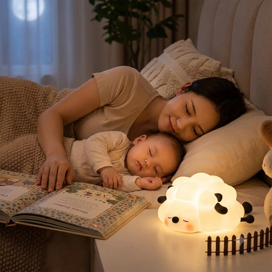 Veilleuse bébé BabyDream™ Sheep au design en forme de mouton, lumière LED douce et apaisante, idéale pour accompagner le sommeil des tout-petits.