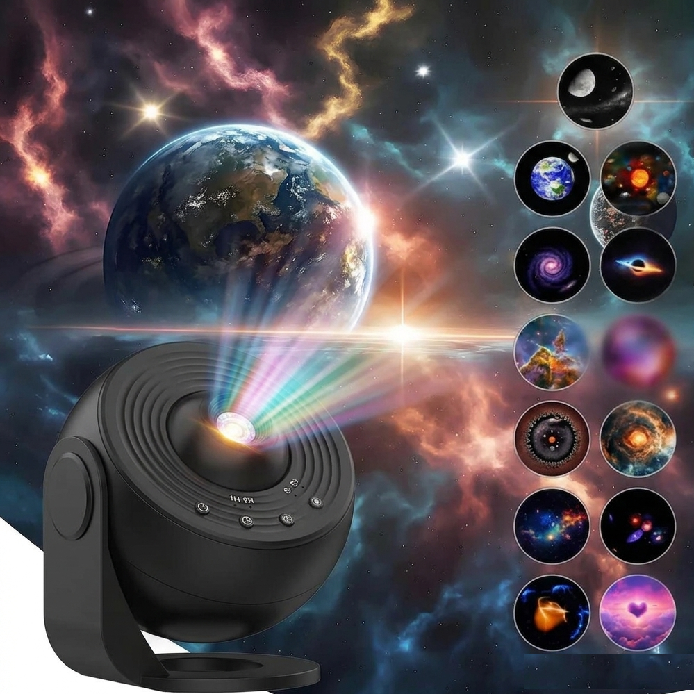 Veilleuse bébé projecteur ciel noir avec projection d’étoiles lumineuses, créant une ambiance douce et apaisante pour le sommeil et le confort de bébé. ✨🌙