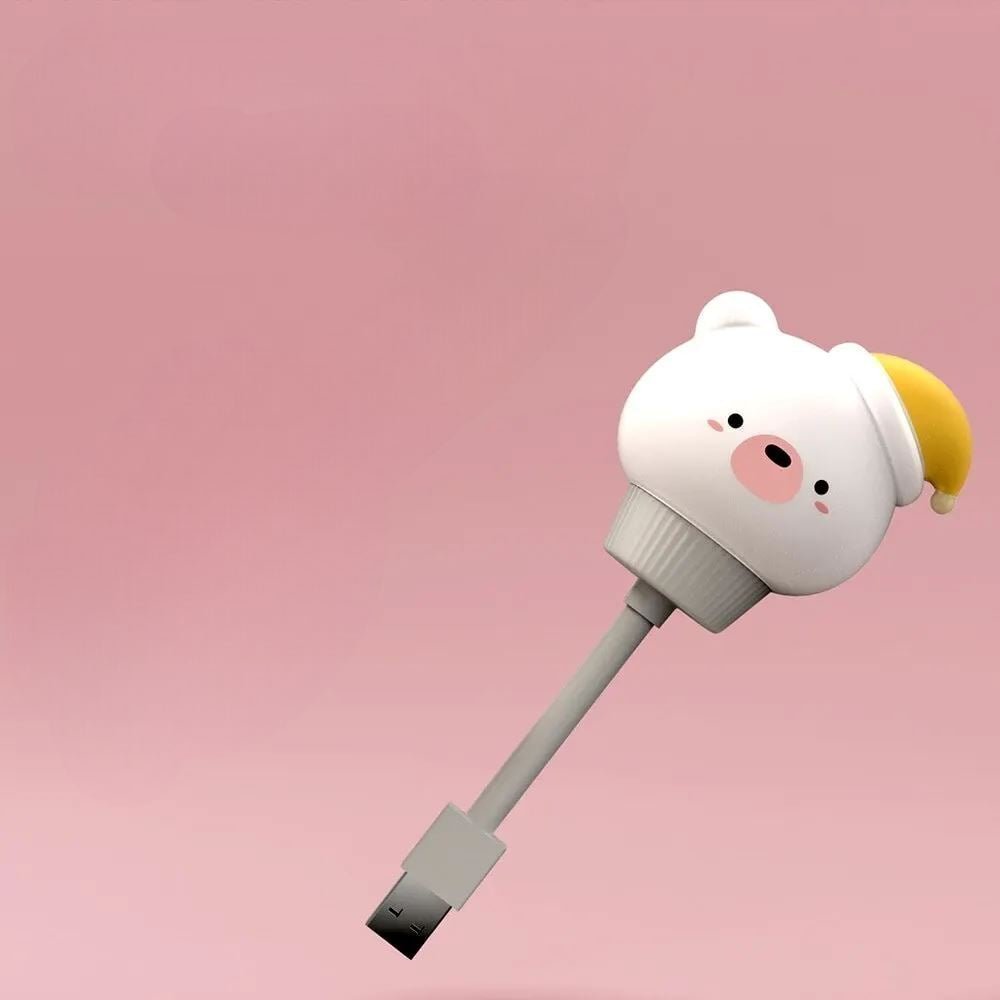 Lampe LED USB SweetDream™ en silicone, modèle chaton, idéale pour le sommeil des bébés.